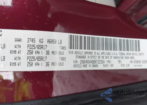 2008 Chrysler Town & Country Limited from USA, damaged, VIN 2A8HR64X98R722354